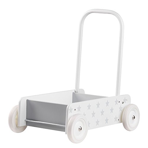 Kids Concept 412631 Lauflernwagen Holz mit Bremse Star weiß / grau m. Bremse