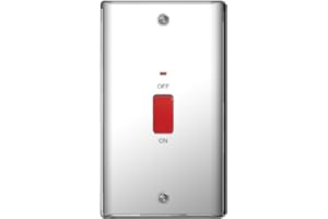 BG ELECTRICAL BG Nexus Metal 45A Dp Switch with Neon Double Plate Chrome, Polished Chrome