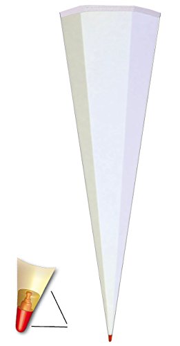 Schultüte - Rohling - WEIß - 35 / 50 / 70 / 85 cm - OHNE Tüll Abschluß - mit / ohne Holzspitze ___ Zuckertüte ALLE Größen - Roth - zum Basteln, Bemalen und Bekleben - Bastelschultüte - für Mädchen & Jungen / Geschenktüte - Basteltüte / uni einfarbig