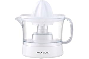 Max Star Exprimidor Eléctrico de Naranja con Deposito, Recipiente Extraíble, Acero Inoxidable, Capacidad de 500ml, 40W