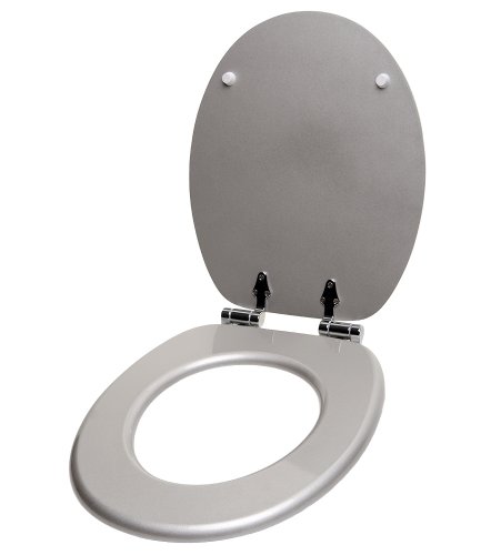 WC Sitz, faszinierendes Design mit Kristallsteinen auf dem WC-Sitz , einfache Montage, stabile Scharniere, Crystal Silver - 4