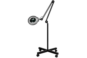 Activeshop S4 Lampe Loupe de Travail Cosmétique + Trépied pour Salon de Beauté, Coiffure, Studio de Tatouage - Noir