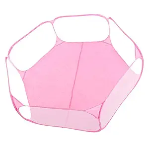 Pet Folding Fence, Transparent Portable Pet Playpen Foldable for Puppy Cat Rabbit for Pet for Rest for Playing(Pink)