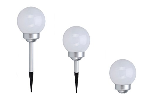 LED Solarlampe mit Erdspieß - 20 cm - höhenverstellbar in 3 Größen - mit 4 weißen LEDs