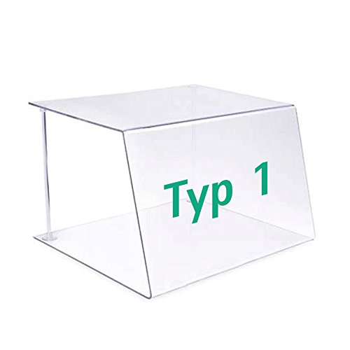 A+H Kunststoffe Spuckschutz Hustenschutz Typ 1 für die Gastronomie aus PETG – Verkaufstheke und Kuchen-Vitrine Glas Klar – Länge 120cm / Stärke 6mm - 8