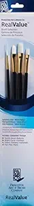 Princeton Art & Brush Real Value Synthetic Brush Set, Round Size 1, Bright Size 4, Filbert Size 4, Flat Size 6, White Taklon