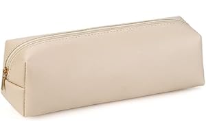 SHANBYE Trousse à Crayons en Cuir,Trousse à Crayons Simple en Cuir avec Fermeture éclair Métallique Sac à Stylo Zippé PU Pencil Case pour Filles Garçons étudiants Collège