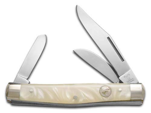 Hen and Rooster Cracked Ice Celluloid Stockman Pocket Knife Knives Navaja
