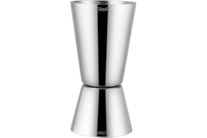 Delgeo Taza Medidora de Cóctel Doble de Acero Inoxidable, Escala Integrada, Taza Medidora Profesional de Bebidas de Barista (Plata, 25 x 50 ml)