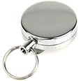 HOTER Retractable Heavy Duty Metal ID Card Reel & Name Badge Holder Reel, Belt Clip, Chrome