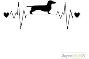 SUPERSTICKI Herzschlag Dackel ca 20cm Auto Aufkleber Bike Motorrad Fun Tuning Decal aus Hochleistungsfolie Aufkleber Autoaufkleber Tuningaufkleber Hochleistungsfolie für alle glatten Flächen