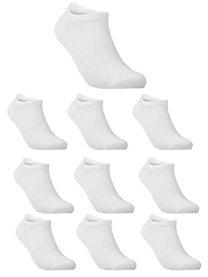 CloSoul Direct Lot de 10 Paires de Chaussettes Coton de Sport Pour Homme Blanc Taille EU 43 44 45 46 47 48