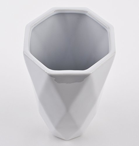 Topf Vase Waben Design Porzellan Blumen Pflanzen (23x12x12cm, Weiss) - 2