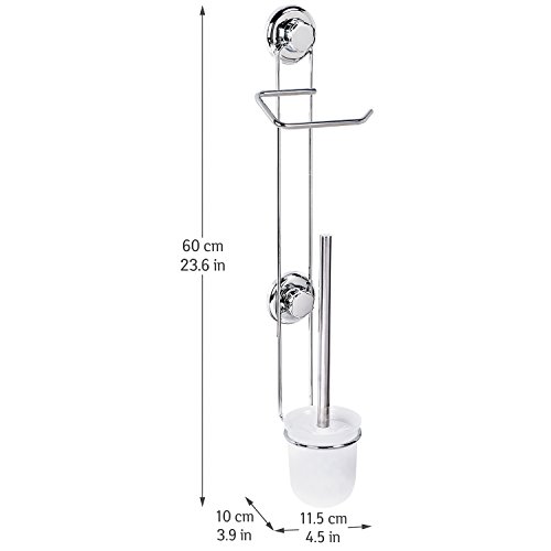 Tatkraft 4742943011885 Toilettenpapier-/bürstenhalter, Stahl verchromt, silber, 49 x 15.2 x 12.4 cm - 2