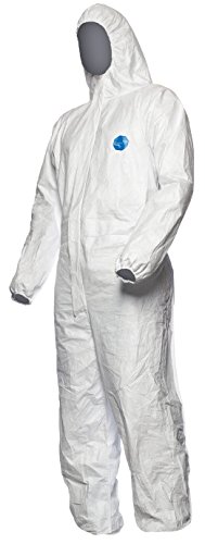 DuPont Tyvek 400 Dual | Ropa de Protección Química, Categoría III, tipo 5 y 6 | Tyvek en la parte frontal | Un Panel Posterior de SMS | Blanco | Talla XL