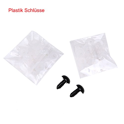 Fafada 100stk Schwarz 6mm-12mm Sicherheitsaugen Teddyzubehör für Kuscheltiere Kunststoff Puppen DIY - 9