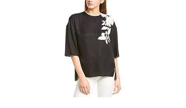 vince floral satin tee