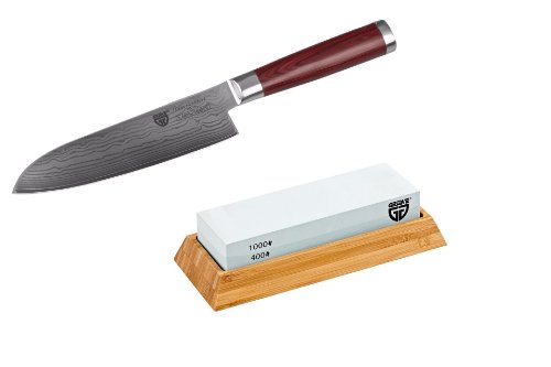 GRÄWE® Damaszener Messer mit Hartholzgriff inkl. Schleifstein 400/1000