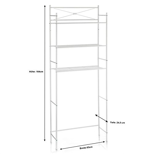 Toilettenregal Waschmaschinenregal Badezimmerregal MARSA mit 3 Ablagen in weiß - 4