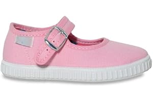 escoolers Mercedita de Lona para Niñas - Ligera y Cómoda, con Suela de Caucho Flexible - Made in Spain.