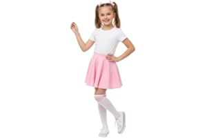 LUXFAB Girls Skater Skirt High Waisted Flared Tutu Style | Stretch Polyester Mini Skirt | Elastic Waistband | School Uniform & Party Wear | Ages 5-14