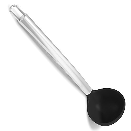 Silikon & Edelstahl Schwarze 118 ml Suppenkelle mit CoolGrip Griff & Flexedge Silikon von Cooler Kitchen (118 ml) - 3