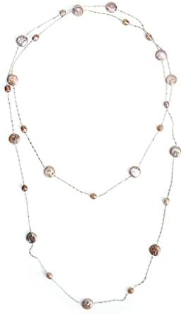 Traveller Treasures Cultured Pearl Necklace for Women.Freshwater Coin and Potato Station Necklace in Velvet Gift Pouch by