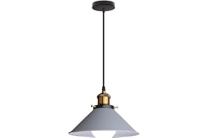 HONGHO Suspension Luminaire Vintage Lustre Decoration Industrielle Fer Abat-Jour Plafond E27 Pour Salle à Manger Salon Cuisine Chambre Restaurant Café et Bar (Gris)