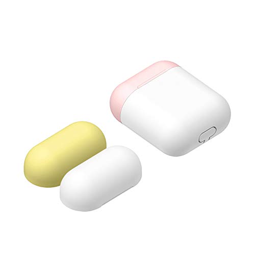 Étui Protecteur AirPods - 3 Capuchons Protection Compatible avec Apple AirPods 1 & 2 (Témoin LED Non Visible) en Silicone Protecteur Blanc - Slopow