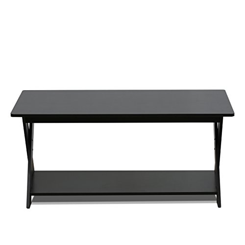 FurinnoModern Simplistic Criss-Crossed Coffee Table, Espresso