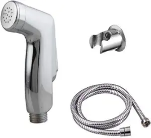 ZESTA Silver Health Faucet Complete Set (Gun, Hook and 1.5 Meter Flexible Chain Tube)