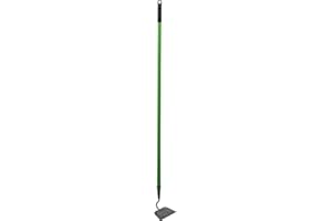 BARGAINS-GALORE 140cm Garden Draw Long Hoe with Handle - Carbon Steel Heavy Duty Garden Tool Cultivator | Dutch, Draw, & Edge Hoes, Outdoor Gardening Tools | Shaping Soil Digging | Black Rubber Grip Handle - Green