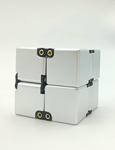 Infinity Cube Fidget Aluminium Alloy Infinity Cube Fidget Toy- Infinity Turn Spin Cube EDC Fidgeting for Anti-Stress and Anxiety Relief, Killing Time Toys ，Stress Relieving Toys Funny (silver)