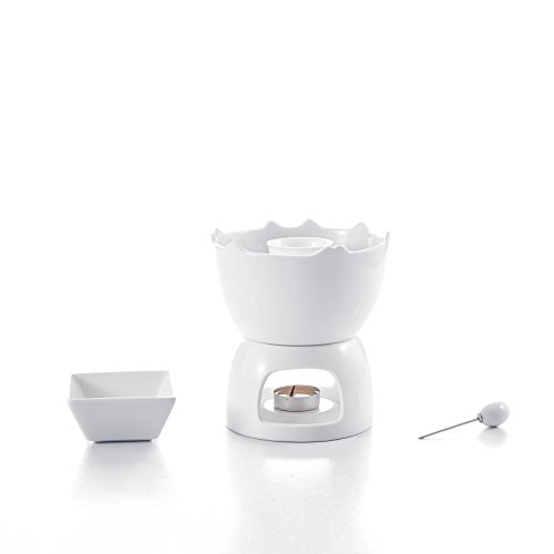 Malacasa, Serie Favor, 14-teilig Porzellan Schokofondue Set Fondueset Porzellan Schokoladenfondue Fonduetopf mit 6 Fondue Schälchen 6 Fonduegabeln für 6 Personen - 7