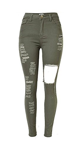 iRachel Damen Jeanhose Skinny Röhrenjeans Bleistifthose Hose Dünn Ripped Loch Bleistift Hose