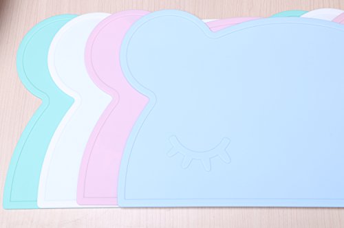 Rutschfeste Tischunterlage Süßes Bärendesign Tischset abwaschbar aus Silikon, für Babys, Kleinkinder und Kinder , tragbar spülmaschinentauglich, mikrowellentauglich, durch FDA zugelassenes Geschirr, ein BPA-freies, Passend für die meisten Hochstuhl-Tabletts - 8