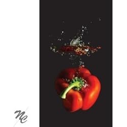 Planche a decouper en verre géante 52 x 30 cm motif poivron rouge sur fond noir code 22390495