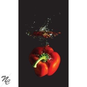 Planche a decouper en verre géante 52 x 30 cm motif poivron rouge sur fond noir code 22390495