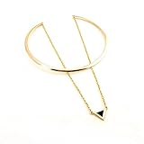 XJYA Dreieck-Halsketten-Halskette, Legierungs-Eisen-Ring-Eisenkette Geometrischer Tropfen des Öl-Dreieck-Anhänger-Frauen-Halsketten-Halskette