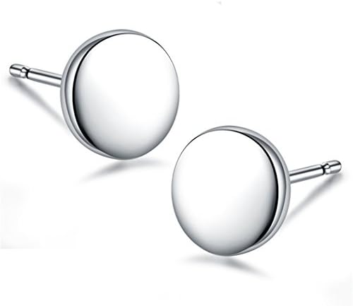 Women's Sterling Silver Simple Tiny Dot Stud Earrings Round Disc Earrings