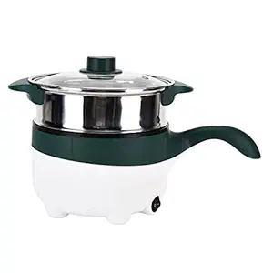 Electric Hot Pot, 100W 2L Portable Stainless Steel Food Steamer Non Stick Easy to Clean Multifunctional Cooking Pot with Boil Dry Protection for Noodles, Eggs, Dumplings, Soup, Porridge