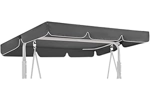 GREMEX Zadaszenie na huśtawkę 200 x 120 - Wytrzymały dach do huśtawki Hollywood - Wodoodporny dach przeciwsłoneczny do huśtawki ogrodowej - Szary dach do ławki wiszącej