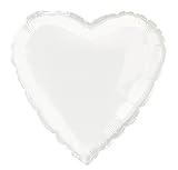  Partydeco - Globo Mylar Foil con Forma de corazón Blanco Metalizado, diámetro 45 cm