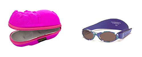 Baby Gift pack Sunglasses case Pink Hippopotamus and Babybanz Blue Camo Sunglasses 0-2 years