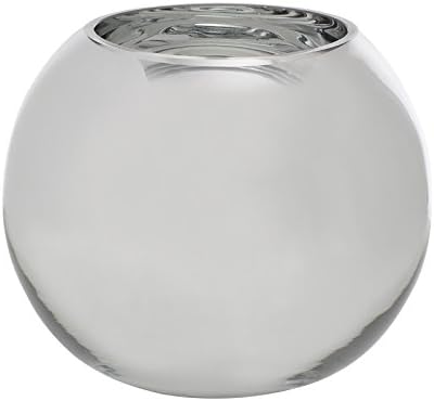 Fish Bowl Vase, Silver - Decorative Round Vase for Table Wedding Displays. Flower Bouquets Potpourri, Scented Flowers, Floating Candles | Large H 13.5 x L 16 x W 16 cm