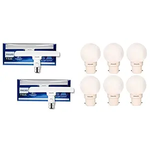 PHILIPS 10W B22 LED Cool Day Light Bulb, Pack of 2 (Stellar Bright)+PHILIPS 0.5W B22 LED Cool White Bulb, Pack of 6 (Deco Mini)