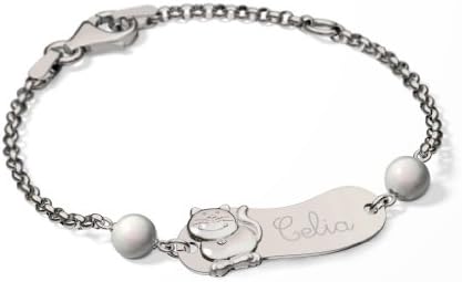Bracelet 925 Silver Rhodium Cat C/Pearls. Bathroom. sia000001