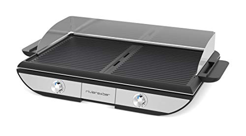 Riviera & Bar Combiné plancha-Gril électrique, Noir et INOX