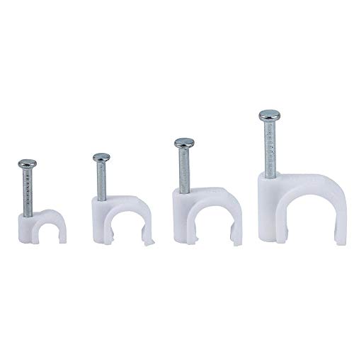 Preisvergleich Produktbild Rundkabel Drahtklammern Kabelführung Kabelbinder Befestigung Nagelklammern Elektrisch Ethernet Schüssel TV Lautsprecher Kabelbinder Halter Einfach Koaxial Nagelklammern 400 Stk