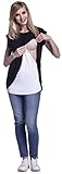 Happy Mama. Damen Umstandsmoden Top Stillshirt Lagendesign Wickeln-Schicht. 448p - 4